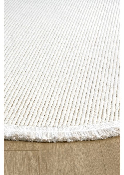 Beyaz Daire Yuvarlak Modern Dokuma Halı Bukleli BEYAZ DAİRE indirimleri