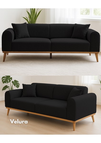 Valo Sırt Mekanizmalı 3 Adet Üçlü Kanepe & 3'lü Koltuk (3+3+3) - Siyah