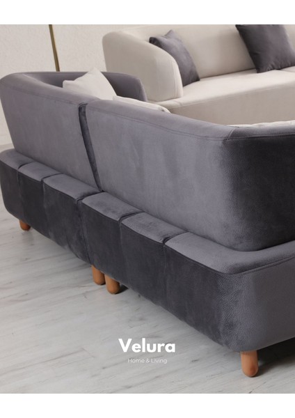 Chery Sırt Mekanizmalı Üç Adet Üçlü Kanepe & 3'lü Koltuk (3+3+3) - Antrasit fırsatları