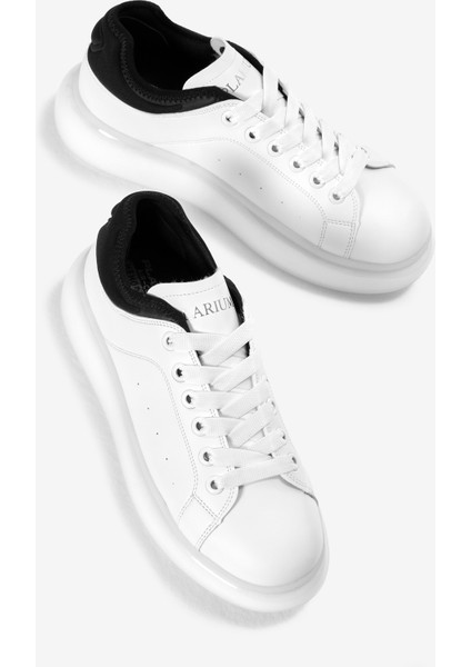 Erkek Beyaz Kalın Taban Bağcıklı Spor Ayakkabı modelleri