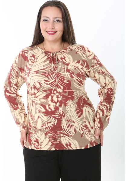 Kadın Desenli Likralı Yünlü Viskon Bluz modelleri