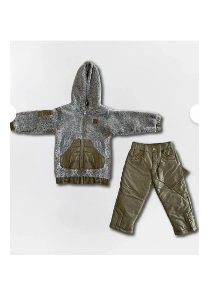 Kapüşonlu Welsoft Hırka ve Kapitone Polarlı Pantolon Çocuk Takım