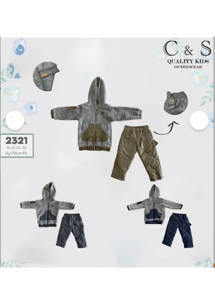 Kapüşonlu Welsoft Hırka ve Kapitone Polarlı Pantolon Çocuk Takım