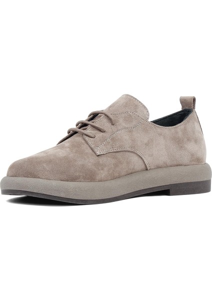 Kadın Kum Bağcıklı Kalın Tabanlı Süet Deri Ayakkabı fırsatları
