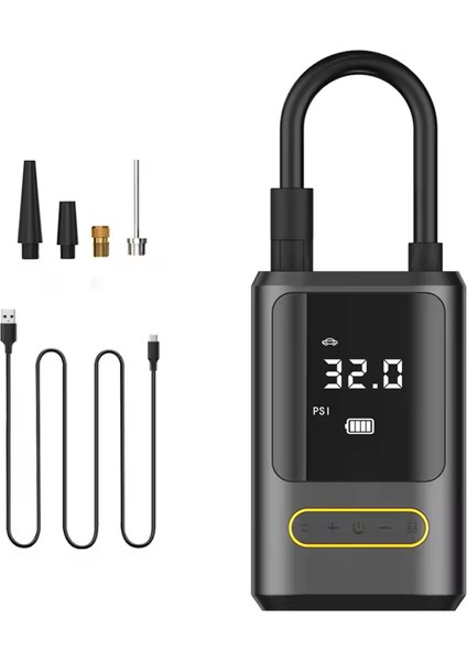 Gimp Taşınabilir Göstergeli Güç Bankası USB & Type-C, El Feneri, Flaşör, Araç Lastik Hava Pompası