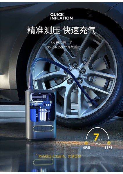 Gimp Taşınabilir Göstergeli Güç Bankası USB & Type-C, El Feneri, Flaşör, Araç Lastik Hava Pompası