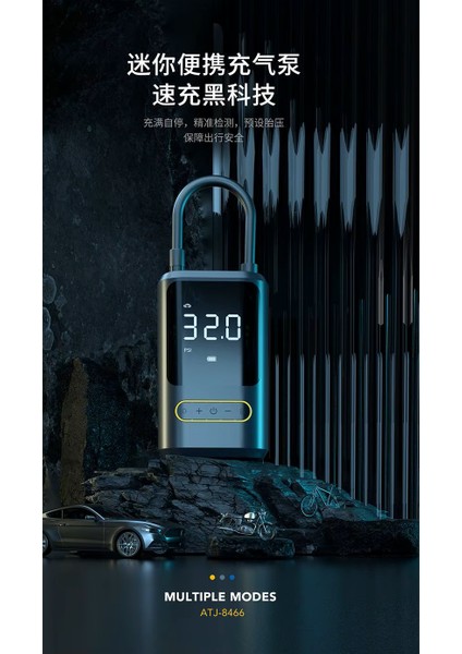 Gimp Taşınabilir Göstergeli Güç Bankası USB & Type-C, El Feneri, Flaşör, Araç Lastik Hava Pompası