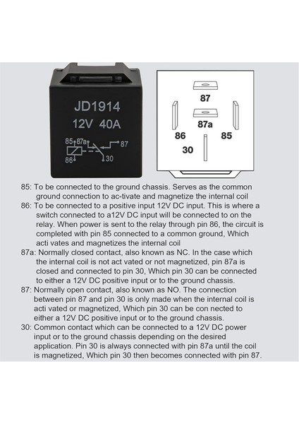 Kilitli Röle Soketleri ve Sıralı Atc Sigorta Tutucuları ile Otomotiv 5 Pinli 30/40A 12V Spdt Röleleri (Yurt Dışından) fiyatları