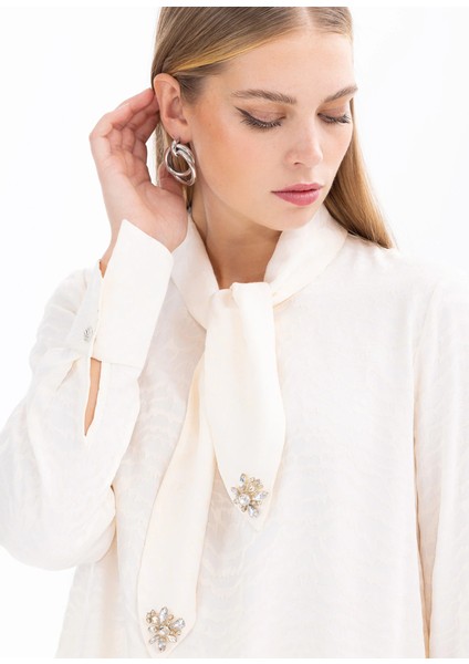 1020 Şık Tunik Yakası Flarlı Fları Taş Detaylı Gömlek Tunik Qys Şık Tunik #24-04# indirimleri