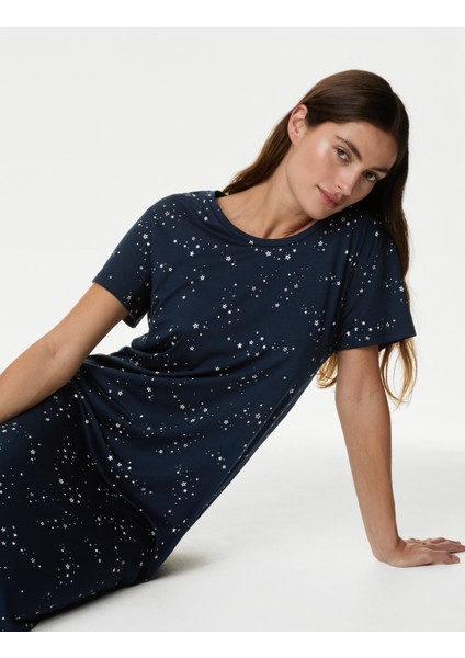 Yıldız Desenli Kısa Kollu Gecelik fiyatları