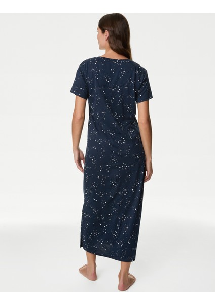 Yıldız Desenli Kısa Kollu Gecelik modelleri