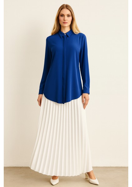 1045 Gömlek Yaka Önden Gizli Düğmelli Gömlek Qys 1045 Gömlek #23-05#