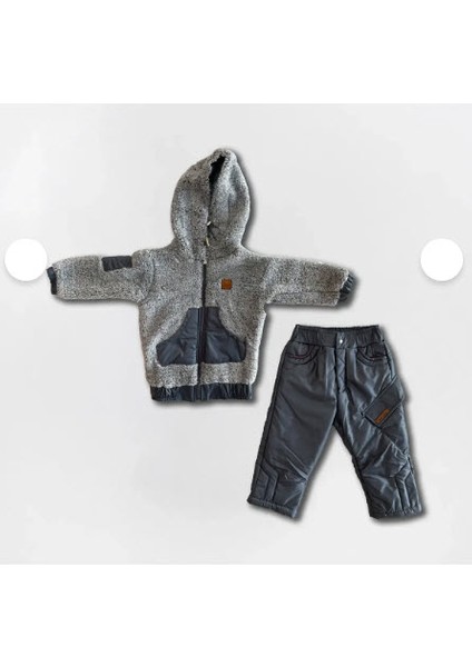 Kapüşonlu Welsoft Hırka ve Kapitone Polarlı Pantolon Çocuk Takım