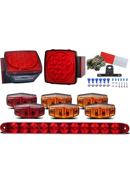 12V Kare LED Römork Işık Kiti, Sualtı IP68 LED Durdurma Dönüş Kuyruk Yan Işaret Lambası, Yardımcı Römork, Tekne Için (Yurt Dışından)