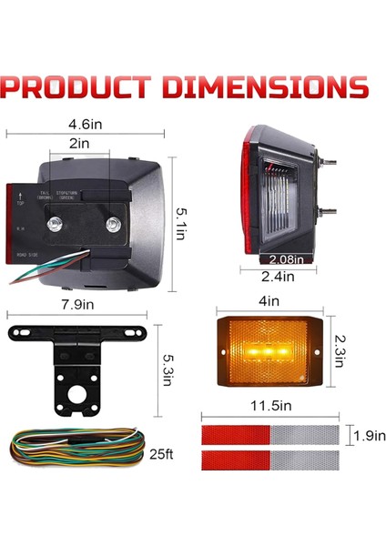 12V Kare LED Römork Işık Kiti, Sualtı IP68 LED Durdurma Dönüş Kuyruk Yan Işaret Lambası, Yardımcı Römork, Tekne Için (Yurt Dışından) fırsatları