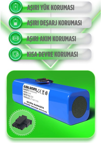 Xiaomi X10 Plus Robot Süpürge Bataryası 14.4V 7000MAH (Ultra Kapasite) fiyatları