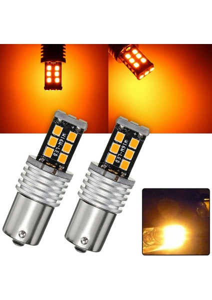 2x Amber/sarı 1156 BA15S 2835 15W Hatasız Araç LED Sinyal Lambası Ampulleri (Yurt Dışından) fiyatları