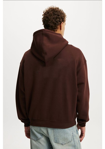 Kahverengi Kapüşonlu Kanguru Cep Erkek Sweatshirt E7169 fiyatları