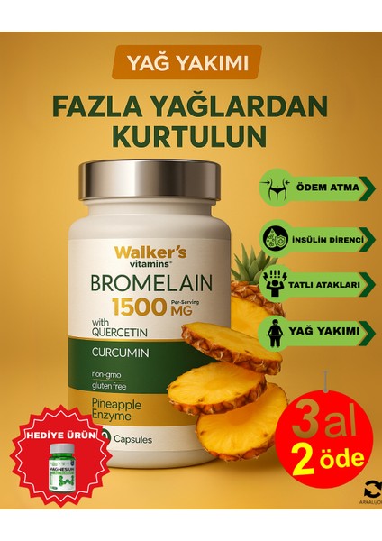 Walkers Bromelain Yeşil Çay, Krom, Curcumin, Berberine, Resveratrol.