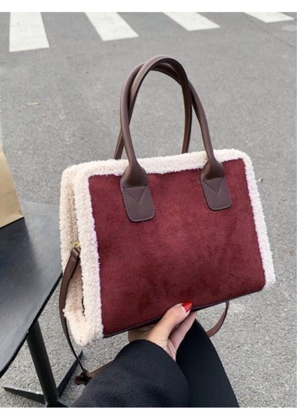 Bordo Nubuk Askılı Omuz Çantası