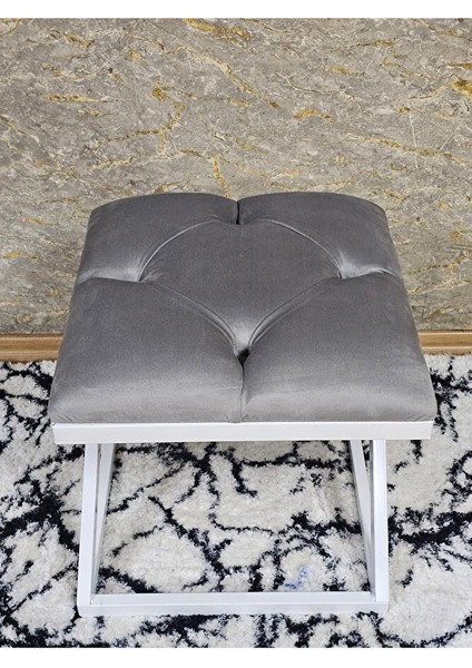 Beyaz Boyalı 45 cm x 45 cm Çaprazlı Puf Bench Oturak Gri Renk 45 x 45 Boyut/ebat fırsatları