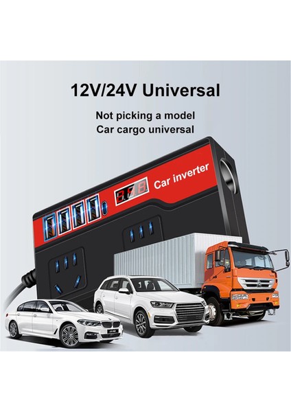Araba Güç Invertörü Dc 12V/24V'DAN Ac 220V'A Otomatik Güç Dönüştürücü 2000W 4usb Portlu Dijital Ekranlı Araba Güç Adaptörleri, B (Yurt Dışından) fiyatları