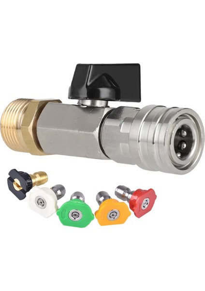 Yüksek Basınçlı Yıkama Makinesi Küresel Vana Takımı 1/4 Inç Hızlı Bağlantı ve M22 14 mm Güç Yıkama Makinesi Hortumu Için Nozullu Açma/kapama Anahtarı (Yurt Dışından)