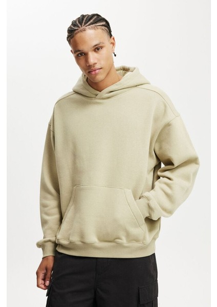 Bej Kapüşonlu Kanguru Cep Erkek Sweatshirt E7169