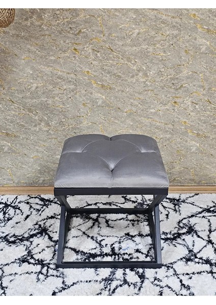 Siyah Boyalı 45 cm x 45 cm Çaprazlı Puf Bench Oturak Gri Renk 45 x 45 Boyut/ebat fiyatları