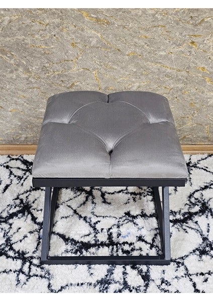 Siyah Boyalı 45 cm x 45 cm Çaprazlı Puf Bench Oturak Gri Renk 45 x 45 Boyut/ebat fırsatları