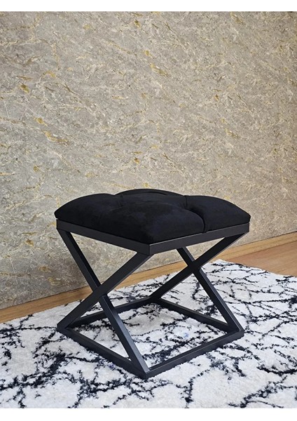 Siyah Boyalı 45 cm x 45 cm Çaprazlı Puf Bench Oturak Siyah Renk 45 x 45 Boyut/ebat modelleri