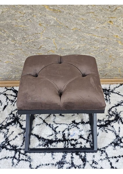 Siyah Boyalı 45 cm x 45 cm Çaprazlı Puf Bench Oturak Kahverengi Renk 45 x 45 Boyut/ebat fırsatları