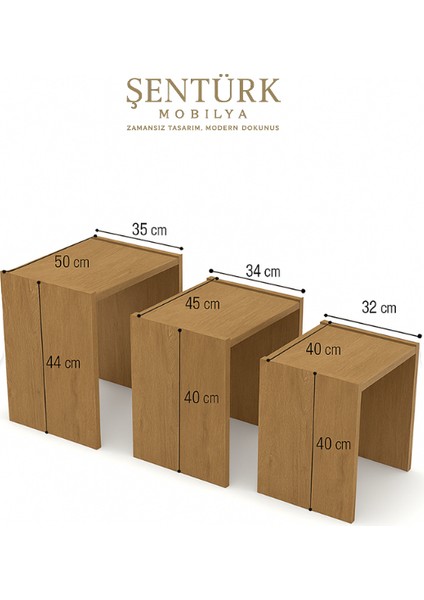 3'lü Zigon Sehpa Kare modelleri