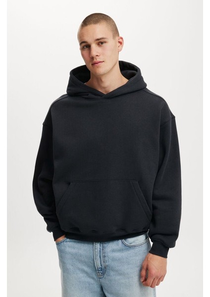 Siyah Kapüşonlu Kanguru Cep Erkek Sweatshirt E7169