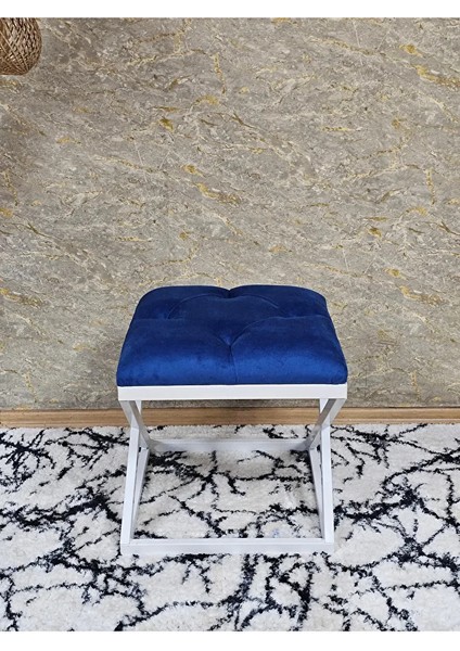 Beyaz Boyalı 45 cm x 45 cm Çaprazlı Puf Bench Oturak Mavi Renk 45 x 45 Boyut/ebat fiyatları