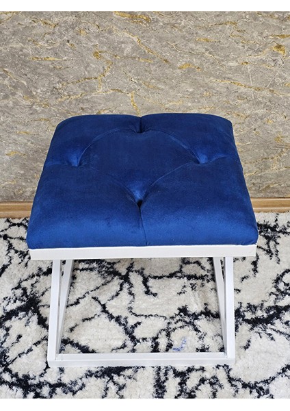 Beyaz Boyalı 45 cm x 45 cm Çaprazlı Puf Bench Oturak Mavi Renk 45 x 45 Boyut/ebat fırsatları