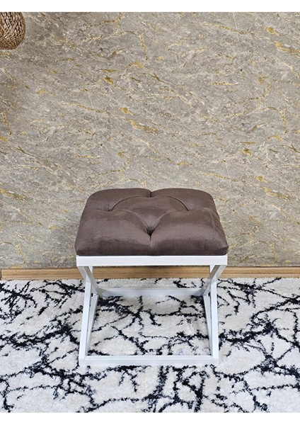 Beyaz Boyalı 45 cm x 45 cm Çaprazlı Puf Bench Oturak Kahverengi Renk 45 x 45 Boyut/ebat fiyatları
