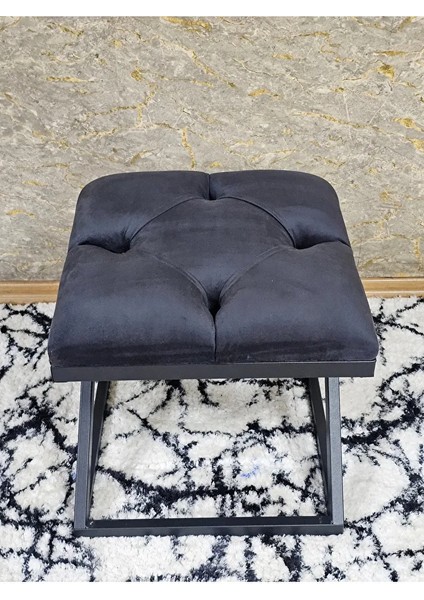 Siyah Boyalı 45 cm x 45 cm Çaprazlı Puf Bench Oturak Füme Renk 45 x 45 Boyut/ebat fırsatları