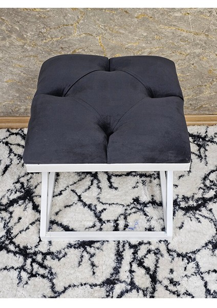 Beyaz Boyalı 45 cm x 45 cm Çaprazlı Puf Bench Oturak Füme Renk 45 x 45 Boyut/ebat fırsatları