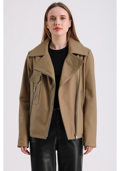 Billie Kadın Deri Biker Ceket