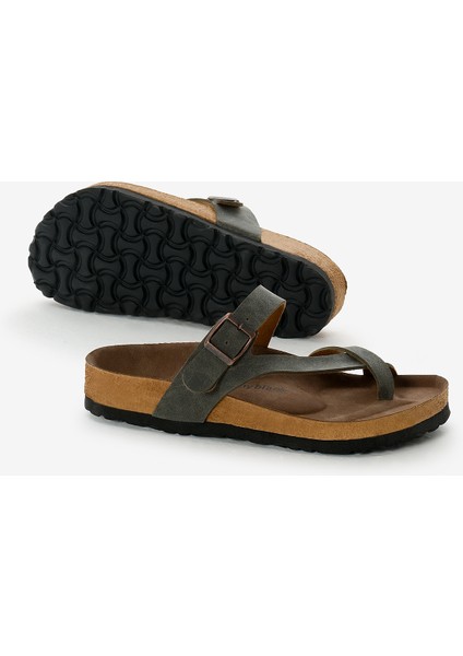 Kadın Haki Rahat Kalıp Poli Taban Çapraz Model Nubuk Parmak Arası Terlik fırsatları