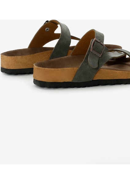 Kadın Haki Rahat Kalıp Poli Taban Çapraz Model Nubuk Parmak Arası Terlik indirimleri