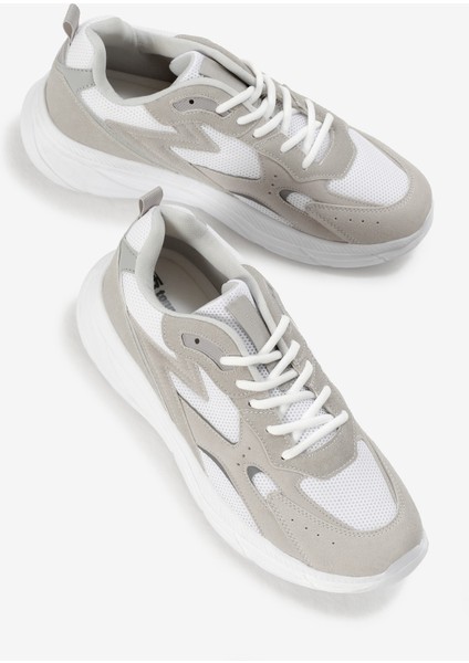 Erkek Gri Beyaz Faylon Taban Nefes Alabilen Kumaş Reflektörlü Dalgalı Desenli Spor Ayakkabı modelleri