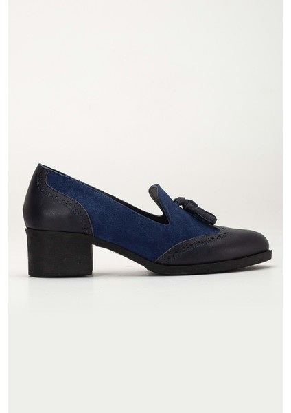 Kadın Hakiki Deri Püskül Detaylı Şık Ayakkabı - Lacivert modelleri