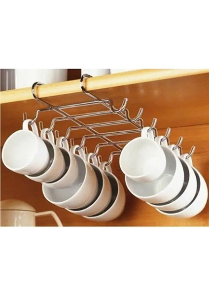 Mutfağınız Için Raf Altı 10 Kancalı Kahve Fincanı Askısı Aparatı