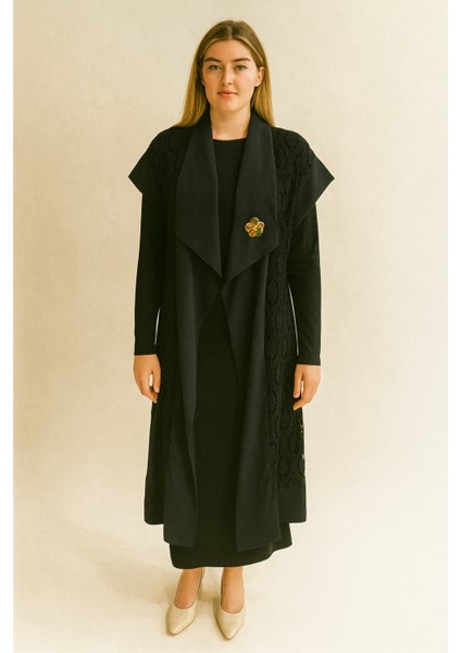 44401 Yakası Mendil Detaylı Önü Örgü Işlemeli Yelek #03-25# fiyatları