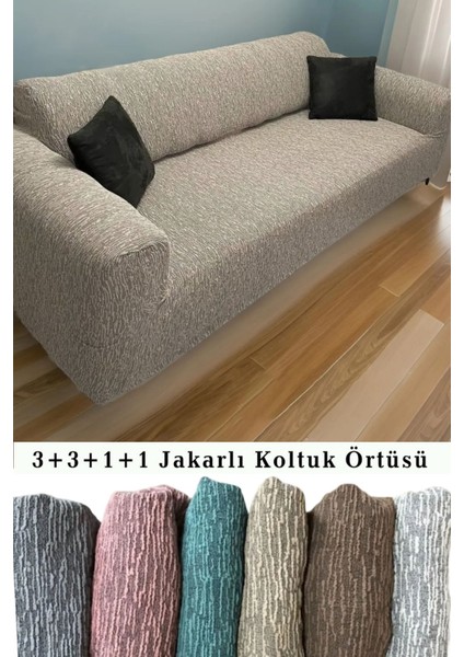 Koltuk Örtüsü 3+3+1+1 Takımı Lastikli Esnek Yıkanabilir Çekyat Kanepe Kılıfı