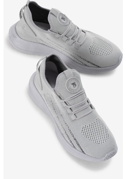 Unisex Gri Termo Taban Şerit Detaylı Bağcıklı Triko Spor Ayakkabı modelleri