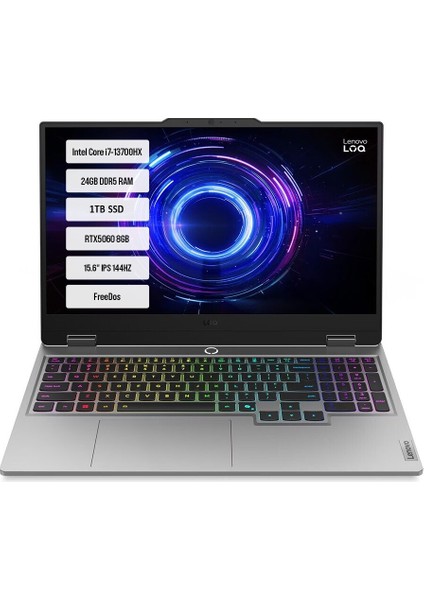 Loq 15IRX10 83JE00LDTR-04 I7-13700HX 24GB Ddr5 1tb SSD RTX5060-8GB 15.6" IPS 144Hz Dos
