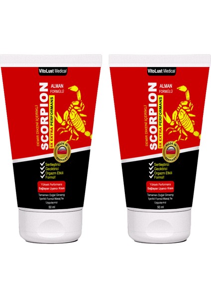 Cream: 2 Adet Maximum Sertleşmeye Gecikmeye & Orgazmınızı Etkilemeye Krem 50 ml